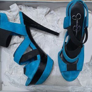 Jessica Simpson blue suede heels
